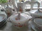 Vintage servies met zalmkleurige rozen, Huis en Inrichting, Keuken | Servies, Ophalen, Gebruikt, Overige stijlen, Porselein