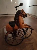 Antieke houten paard op fiets, Ophalen of Verzenden