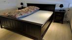 Teak 2-persoonsbed met verstelbare lattenbodem, Huis en Inrichting, Ophalen, 90 cm, Bruin, Klassiek