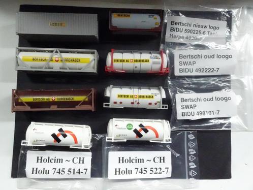 CH Containers Bertschi en Holcim in schaal H0, Hobby en Vrije tijd, Modeltreinen | H0, Nieuw, Overige typen, Gelijkstroom of Wisselstroom