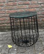 Bijzettafel met groen marmeren blad, Ophalen, Minder dan 55 cm, Rond, Zo goed als nieuw