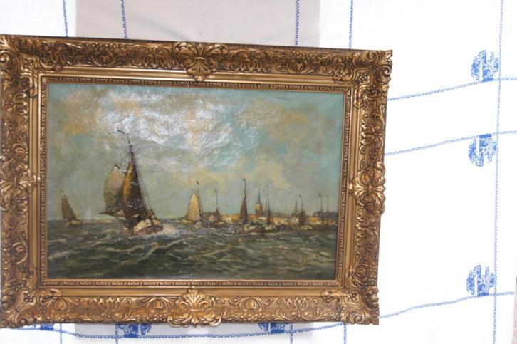 Tjalk Boten ( Schilderij, Antiek en Kunst, Kunst | Schilderijen | Klassiek, Ophalen of Verzenden
