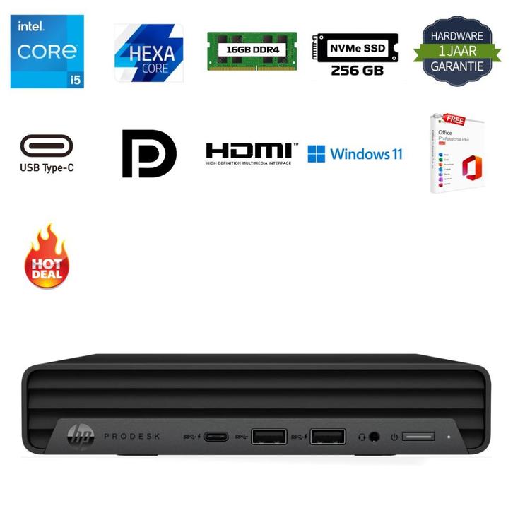 Hp Prodesk 400 G6 i5-10400T 3.6GHz 16GB 256GB NVMe Office 24, Computers en Software, Desktop Pc's, Refurbished, 3 tot 4 Ghz, SSD