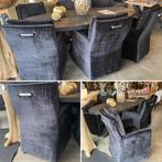 Velvet Croco Eetkamerstoelen Zwart met Wielen, Ophalen of Verzenden, Nieuw, Zwart, Vijf, Zes of meer stoelen