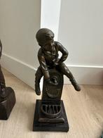 Antiek zware bronzen beeldjes van twee jongens, Ophalen of Verzenden, Gebruikt