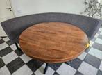 Ronde mangohout tafel met zitbankje, Tuin en Terras, Tuintafels, Ophalen, Gebruikt, Rond