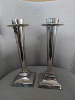 2 mooie verzilverde kandelaars, art deco, Ophalen of Verzenden