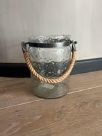 Dikke glazen vaas/windlicht met touw, Overige kleuren, Ophalen of Verzenden, Minder dan 50 cm, Glas