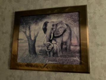 Schilderij olifant met jong  beschikbaar voor biedingen
