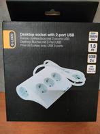 Bureau stekkerdoos met 2 usb poorten NIEUW, Doe-het-zelf en Verbouw, Elektra en Kabels, Ophalen of Verzenden, Nieuw, Overige typen