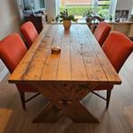 Eethoek, landelijke eettafel met 6 stoelen., Huis en Inrichting, Tafels | Eettafels, Ophalen, 200 cm of meer, 50 tot 100 cm, Zo goed als nieuw