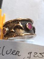 Zilveren Ring met Robijn - Bali Indonesië Art  1990, Gebruikt, Ophalen of Verzenden, 17 tot 18, Met edelsteen