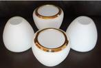 4 glazen lampenkapjes met gouden rand, Minder dan 25 cm, Rond, Ophalen of Verzenden, Wit