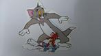 Tom en Jerry kat muis rolschaats strip sticker Vintage 1989, Verzamelen, Stickers, Ophalen of Verzenden, Zo goed als nieuw, Strip of Tekenfilm