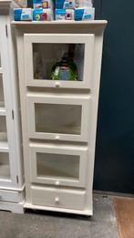 Vitrinekastje off-white 61x37 met lade, Huis en Inrichting, Kasten | Vitrinekasten, Gebruikt, 150 tot 200 cm, 25 tot 50 cm, 50 tot 100 cm