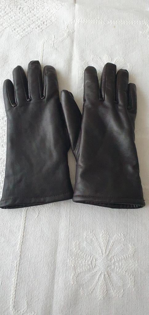 Elegante d-bruin leer & bontgevoerde dameshandschoenen, Kleding | Dames, Mutsen, Sjaals en Handschoenen, Zo goed als nieuw, Handschoenen