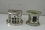 2 antieke kinder theelichthouders blik / metaal / art deco, Ophalen of Verzenden
