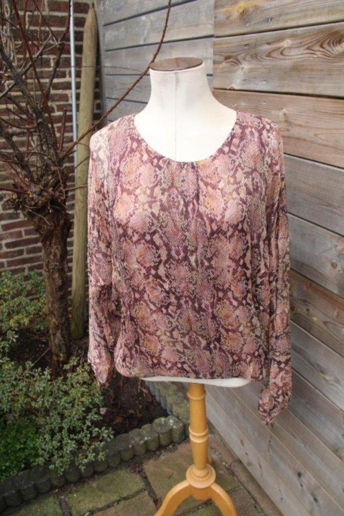 Blouson bruin/ roze Caroline Biss mt 44 zijde Vaste prijs, Kleding | Dames, Blouses en Tunieken, Zo goed als nieuw, Maat 42/44 (L)