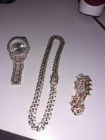 Compleet setje voor dames. Horloge met ketting en armband, Sieraden, Tassen en Uiterlijk, Kettingen, Nieuw, Goud, Overige materialen