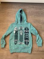 Mint (groenblauw) hoodie met skateboard print (maat 134-140), Kinderen en Baby's, Kinderkleding | Maat 134, Ophalen of Verzenden