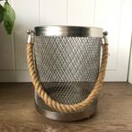 RM Zilver kleur Windlicht met Touw Riviera Maison, Ophalen of Verzenden, Zo goed als nieuw, Metaal, Grijs