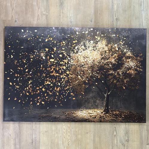 Canvas schilderij boom goud zwart 120x80 cm, Huis en Inrichting, Woonaccessoires | Schilderijen, Tekeningen en Foto's, Nieuw, Print