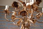 Vintage kroonluchter met vergulde rozen, Gebruikt, Vintage, Ophalen of Verzenden, Nvt