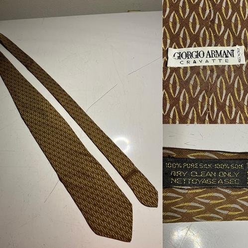 Vintage bruine Giorgio Armani tie stropdas 100% zijde, Kleding | Heren, Stropdassen, Zo goed als nieuw, Effen, Bruin, Ophalen of Verzenden