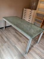 Modern design bureau met gehard glazen blad (crackle effect), Ophalen