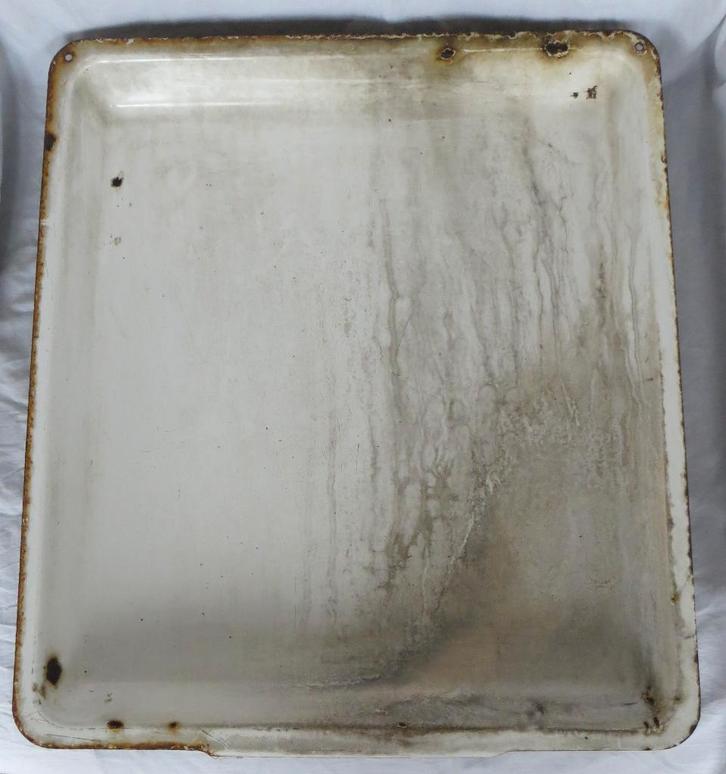 Oude emaille ovenplaat, in  duidelijk gebruikte staat., Antiek en Kunst, Antiek | Emaille, Ophalen of Verzenden