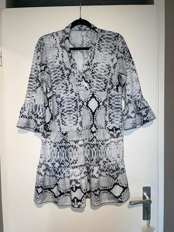 dames boho slangenprint grijs tuniek jurk dress mt M beschikbaar voor biedingen