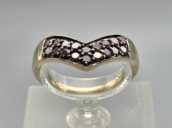Gouden Vintage ring met edelsteen robijn. 2025/787., Sieraden, Tassen en Uiterlijk, Ringen, Zo goed als nieuw, Dame, 18 tot 19