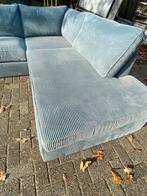 !!ACTIE!! TURQOISE RIBSTOF HOEKBANK, GRATIS LEVERING, Huis en Inrichting, Banken | Bankstellen, Verzenden, Hoekbank, 300 cm of meer