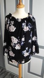 Zwart bloemenblousje maat M, Kleding | Dames, Ophalen of Verzenden, Zo goed als nieuw, Maat 38/40 (M), Zwart