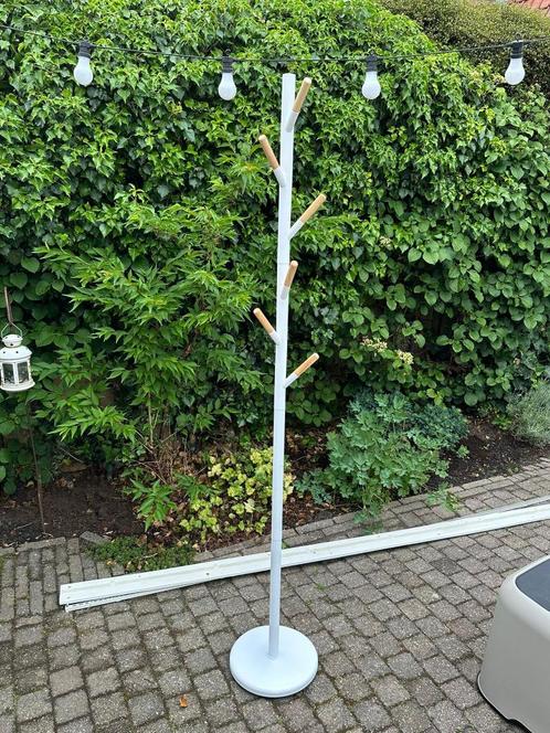 Staande kapstok Wit metaal met hout, Huis en Inrichting, Woonaccessoires | Kapstokken, Zo goed als nieuw, Staande kapstok, 150 tot 200 cm