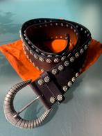 Nanni Riem leer zwart strass steentjes 90 cm, 5 cm of meer, 90 tot 100 cm, Heupriem, Ophalen of Verzenden