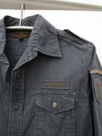 Stoer donkergrijs Pall Mall flight overhemd met drukknopen M, Ophalen, Pall Mall PME Legend, Halswijdte 39/40 (M), Zo goed als nieuw