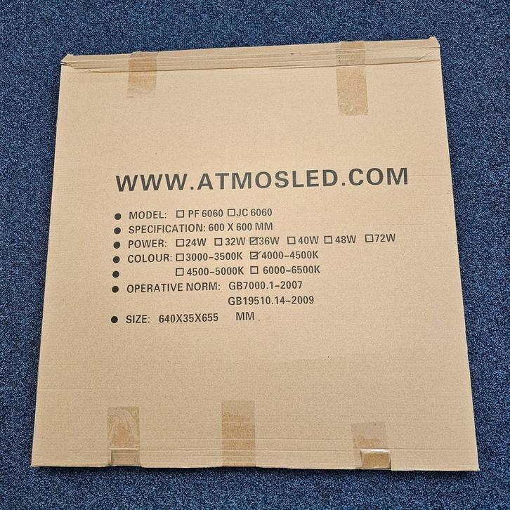 LED Paneel 60x60 36W 4000K Warm Wit + Trafo, Huis en Inrichting, Lampen | Plafondlampen, Nieuw, Kunststof, Metaal, Ophalen of Verzenden