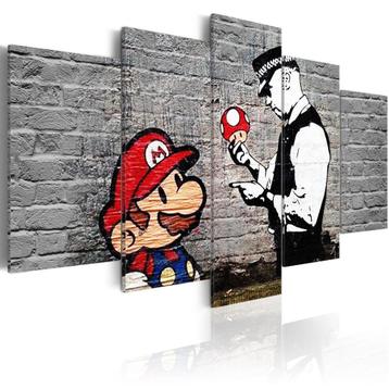 187 Banksy Super Mario 5 Luik Canvas Schilderij 200x100cm beschikbaar voor biedingen