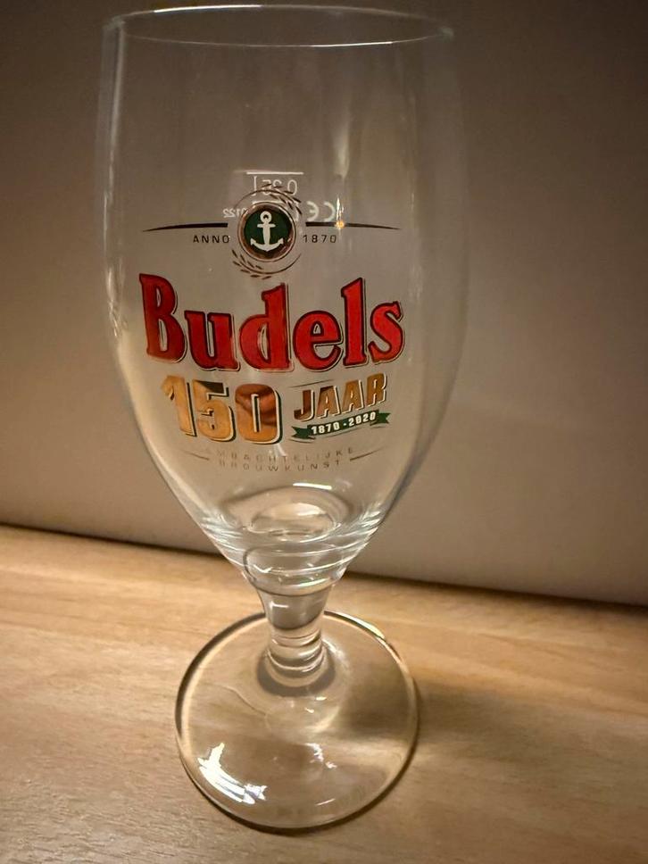 bierglas van de Budelse Brouwerij. Jubileumglas, Verzamelen, Biermerken, Zo goed als nieuw, Glas of Glazen, Overige merken, Ophalen of Verzenden