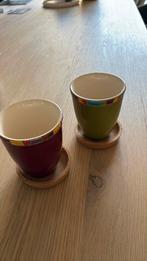 2 theemokken fair trade en onderzetters kurk, Ophalen of Verzenden, Zo goed als nieuw, Overige stijlen, Kop(pen) en/of Schotel(s)