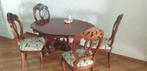 Antieke spinnenkop-tafel met 4 stoelen, Huis en Inrichting, Complete eetkamers, Ophalen, 4 tot 6 stoelen