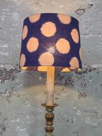 Vintage blauwe lampenkap met beige stippen, Ophalen, Retro / Vintage / Eclectisch, Rond, Minder dan 25 cm