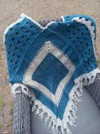 Handgemaakte Gehaakte Poncho Blauw/Grijs, Zelfgemaakt, Ophalen of Verzenden, Nieuw