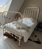 Antiek Frans Spijlenbed - Wit Hoogglans, Ophalen, Gebruikt, 90 cm, Eenpersoons