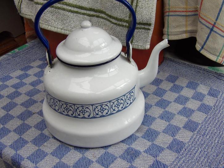 emaille fluitketel/ ketel/ kan Saksisch email, Antiek en Kunst, Antiek | Emaille, Ophalen of Verzenden