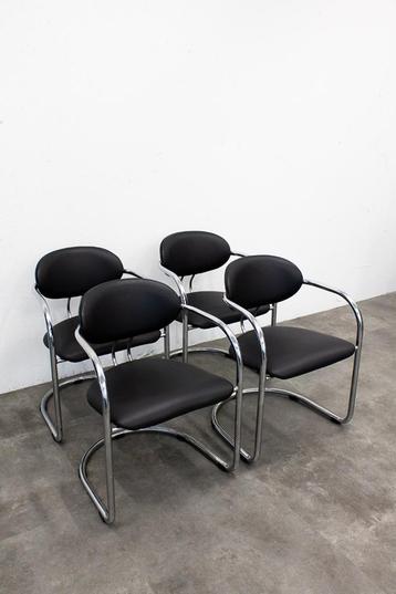 Set van 4 Effezeta Italy buisframe eetkamerstoelen skai leer beschikbaar voor biedingen