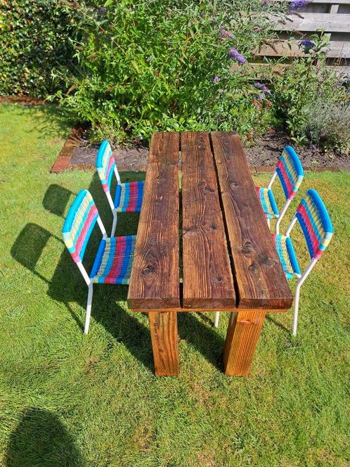 Douglas kindertafel met 4 ikea stoeltjes!, Tuin en Terras, Picknicktafels, Gebruikt, Rechthoekig, Ophalen