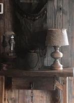 Oud houten Baluster lampje sober landelijke stijl, Minder dan 50 cm, Gebruikt, Ophalen