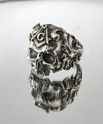Zilveren vrijmetselaar schedel ring, Sieraden, Tassen en Uiterlijk, Ringen, 19 tot 20, Nieuw, Ophalen of Verzenden, Dame of Heer